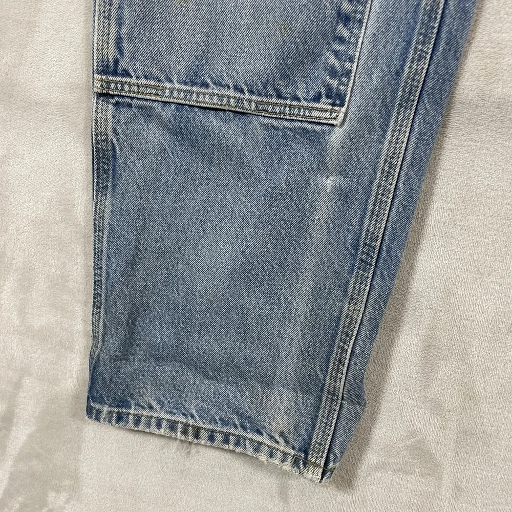 Vtg Carhartt Double Knee Pants Mens 34x32 Thrashed Distressed B73 DST Blue Jeans